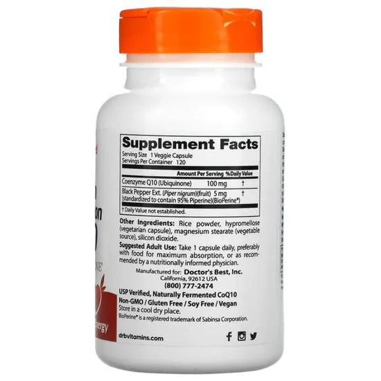 Doctor's Best High Absorption CoQ10 With BioPerine 100mg Vegicaps 60 Vegicaps