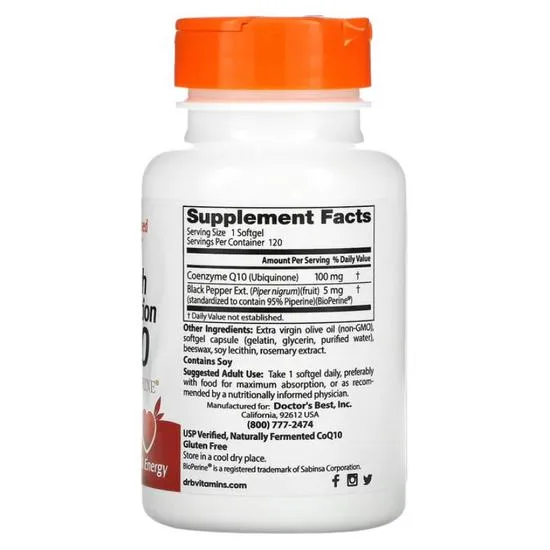 Doctor's Best High Absorption CoQ10 With BioPerine 100mg Softgels 60 Softgels