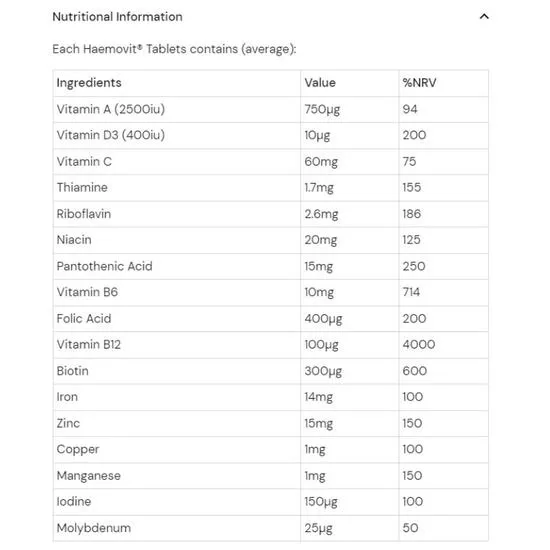 Health Aid Haemovit Tablets 30 Tablets