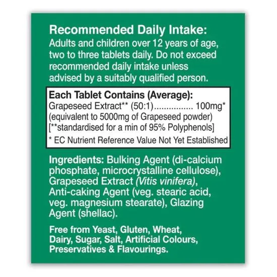 Health Aid Grapeseed Extract 5000mg Tablets 60 Tablets