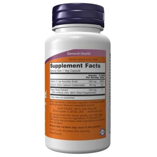 NOW Foods Grape Seed Standardised Extract 100mg Capsules 100 Capsules