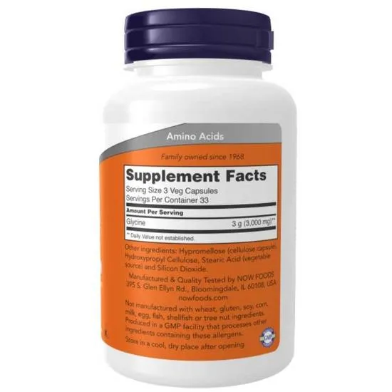 NOW Foods Glycine 1000mg Capsules 100 Capsules