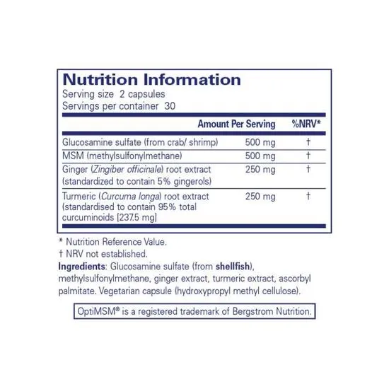 Pure Encapsulations Glucosamine/MSM With Ginger & Turmeric Capsules 60 Capsules