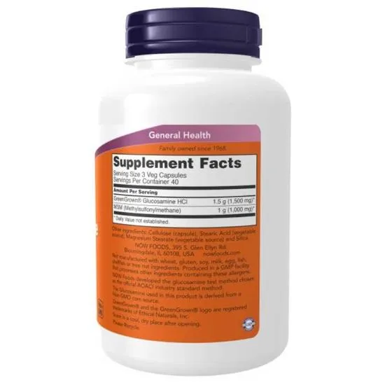 NOW Foods Glucosamine & MSM Vegetarian Capsules 120 Capsules