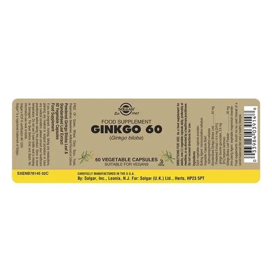 Solgar Ginkgo 60mg Vegicaps 60 Vegicaps