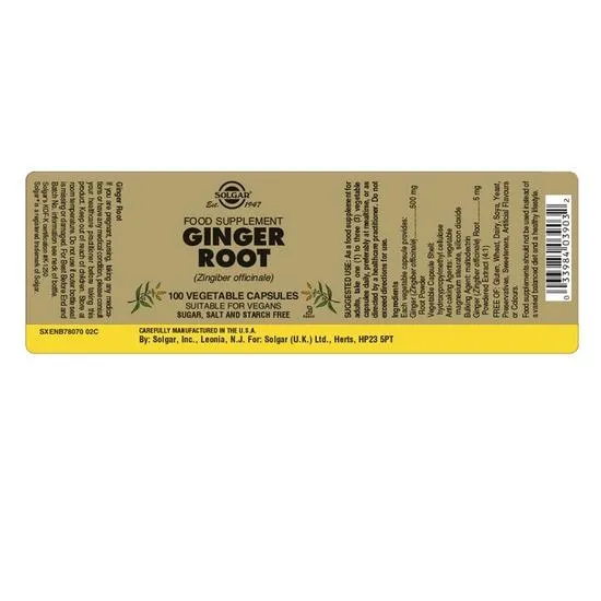 Solgar Ginger Root 520mg Vegicaps 100 Vegicaps