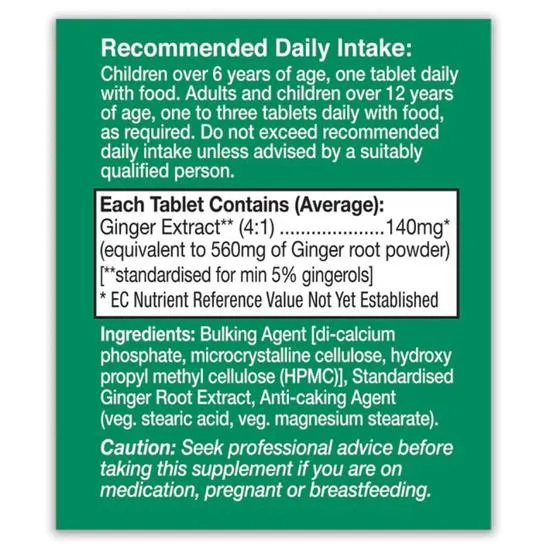 Health Aid Ginger Extract 560mg Tablets 60 Tablets