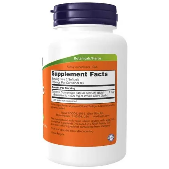 NOW Foods Garlic Oil 1500mg Softgels 250 Softgels