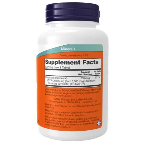 NOW Foods GTF Chromium 200mcg Tablets 100 Tablets