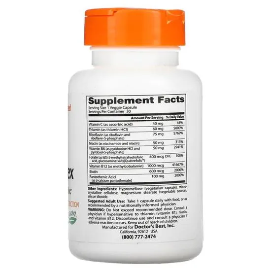 Doctor's Best Fully Active B-Complex With Quatrefolic 30 Vcaps