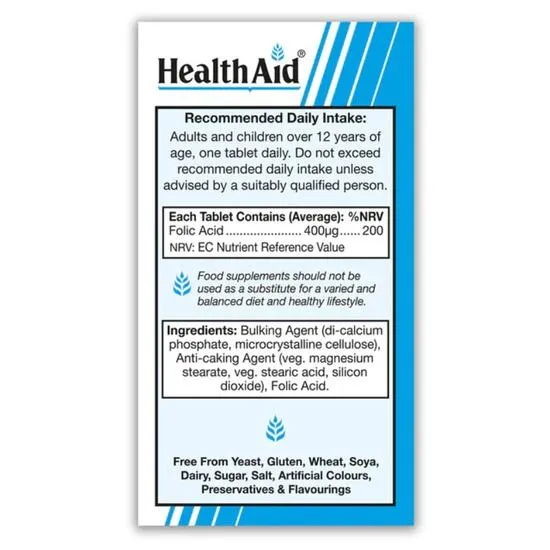 Health Aid Folic Acid 400ug Tablets 90 Tablets