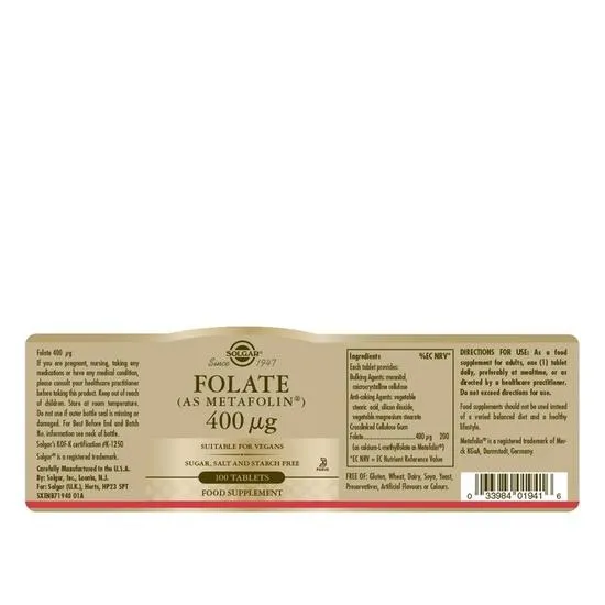 Solgar Folate 400ug Tablets 50 Tablets