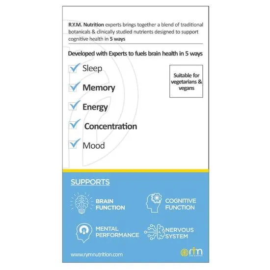 RYM Nutrition Focus & Memory Capsules 60 Capsules