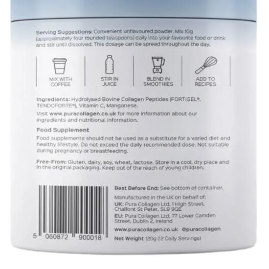 Pura Collagen Flex+ Advanced Collagen PLUS Formula 120g