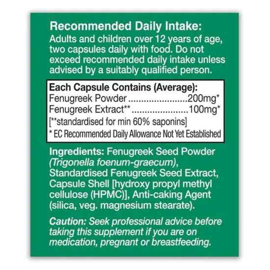 Health Aid Fenugreek 300mg Capsules 60 Capsules