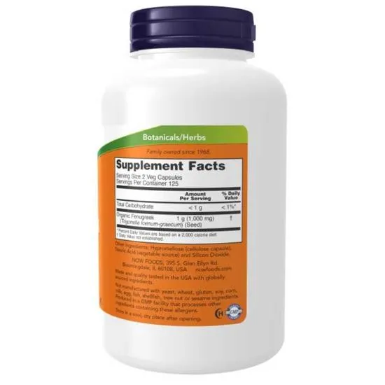 NOW Foods Fenugreek 500mg Capsules 100 Capsules