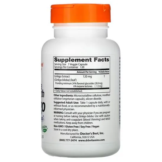 Doctor's Best Extra Strength Ginkgo 120mg Vegicaps 120 Vegicaps