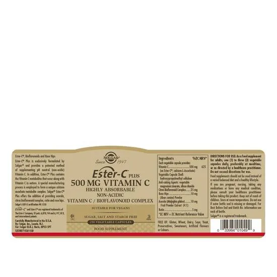 Solgar Ester-C Plus Vitamin C 500mg Vegicaps 50 Vegicaps