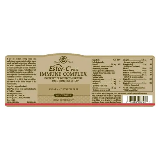 Solgar Ester-C Immune Complex Softgels 60 Softgels