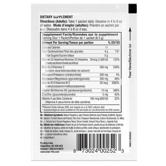 Ener-Life Ener-D Vit D3 1000IU Raspberry Sugar Free Sachets 24 Sachets