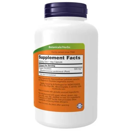 NOW Foods Eleuthero 500mg Capsules 250 Capsules