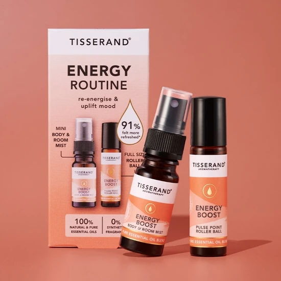 Tisserand Aromatherapy Energy Routine Duo Kit Room Mist & Roller Ball