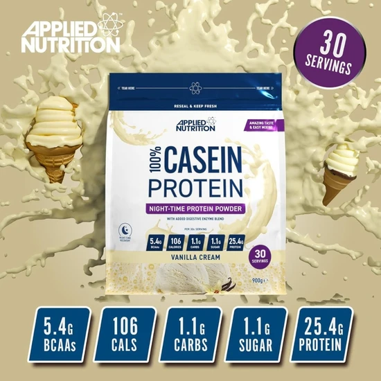 Applied Nutrition 100% Casein Protein Vanilla Cream 900g