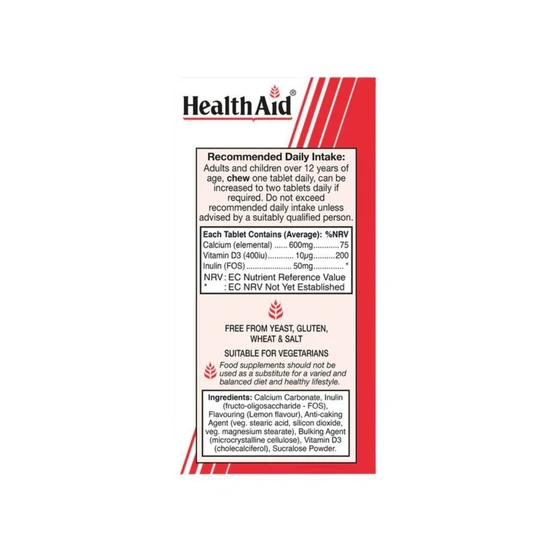 Health Aid Calcium 600mg Chewable Tablets 60 Tablets