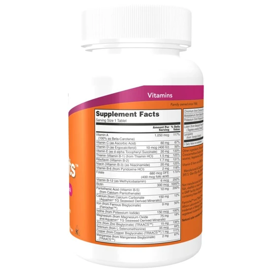 NOW Foods Daily Vits Tablets 100 Tablets