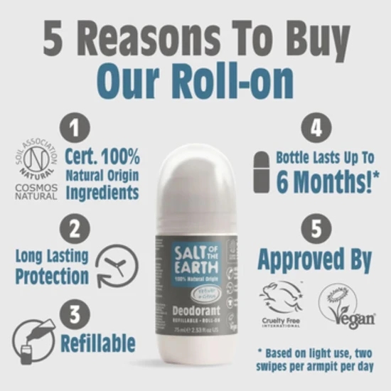 Salt Of The Earth Natural Deodorant Roll On Vetiver & Citrus 75ml
