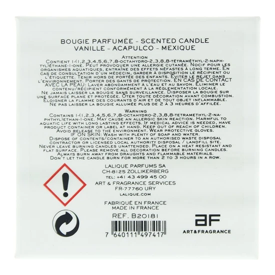 Lalique Vanille Acapulco Candle 190g