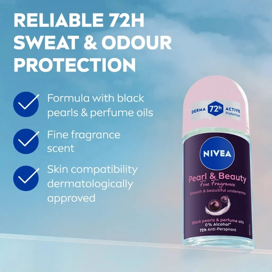 Nivea Pearl & Beauty Fine Fragrance 72h Anti-Perspirant Roll-On 50ml
