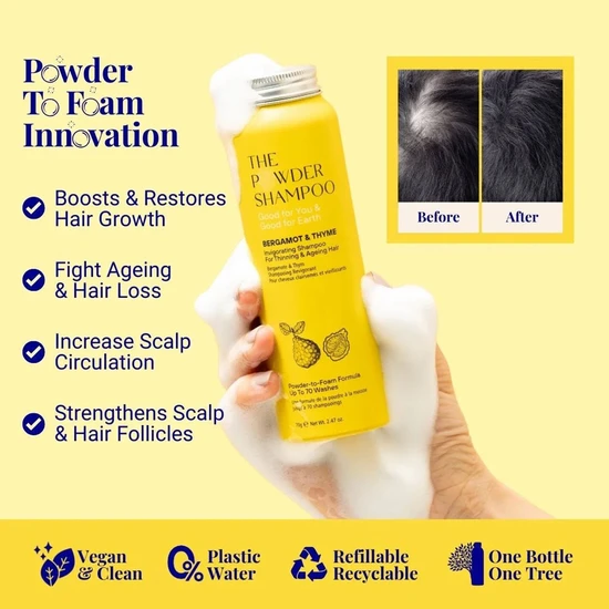 The Powder Shampoo Invigorating Shampoo Bergamot & Thyme 70g