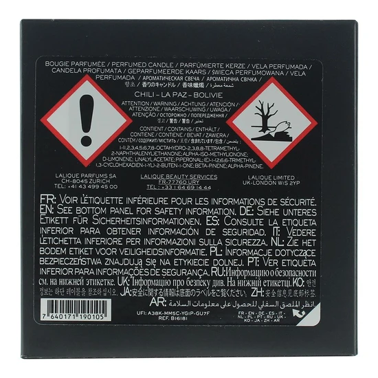 Lalique Chili La Paz Bolivie Candle 190g