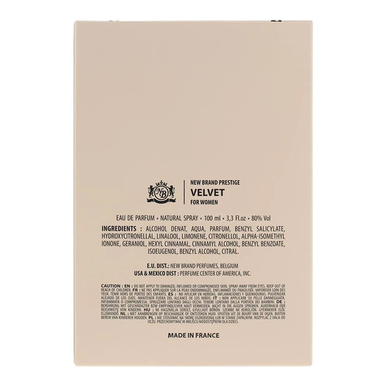 New Brand Velvet For Women Eau De Parfum 100ml