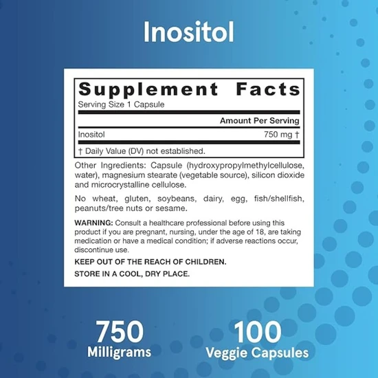 Jarrow Formulas Inositol 750mg Vegicaps 100