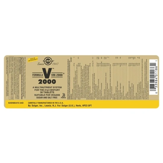 Solgar Vitamins Formula VM-2000 Tablets x30