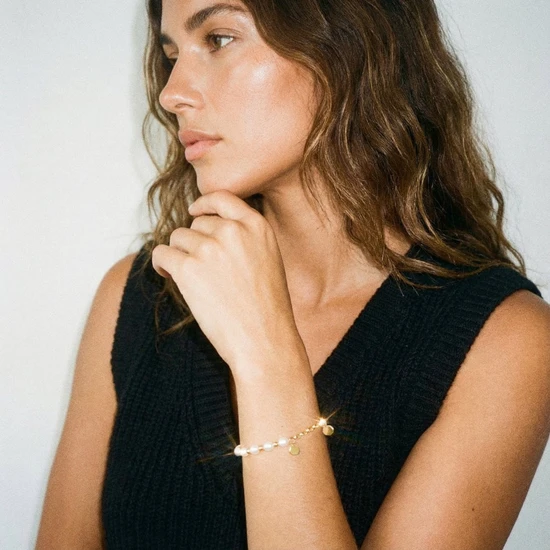 Kyoto Pearl Dealla Pearl Bracelet 18ct Gold Plated White