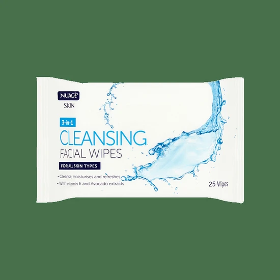 Nuage 3 In 1 Skin Cleansing Facial Wipes 25 Wipes (Twin Pack)