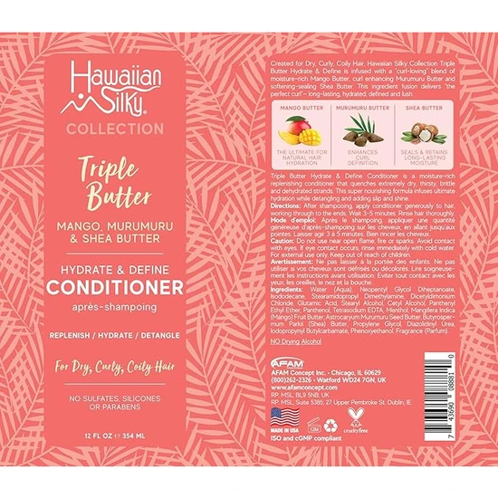 Hawaiian Silky Triple Butter Hydrate & Define Conditioner 354ml