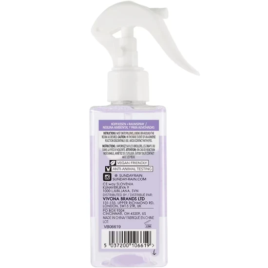 Sunday Rain Sleep Easy Luxury Relaxing Soothing Pillow & Room Mist Spray Lavender & Cedarwood 200ml