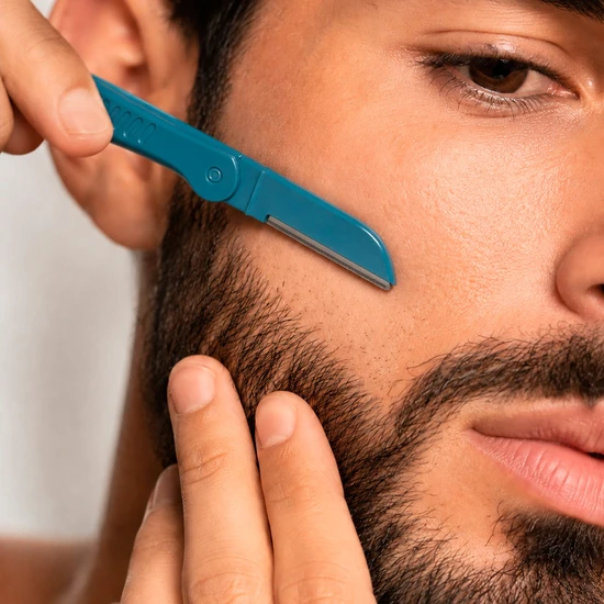 Hollywood Browzer Mens Precision Blade 'Touch Up Razor' Duo Dermaplaner Blue & Grey