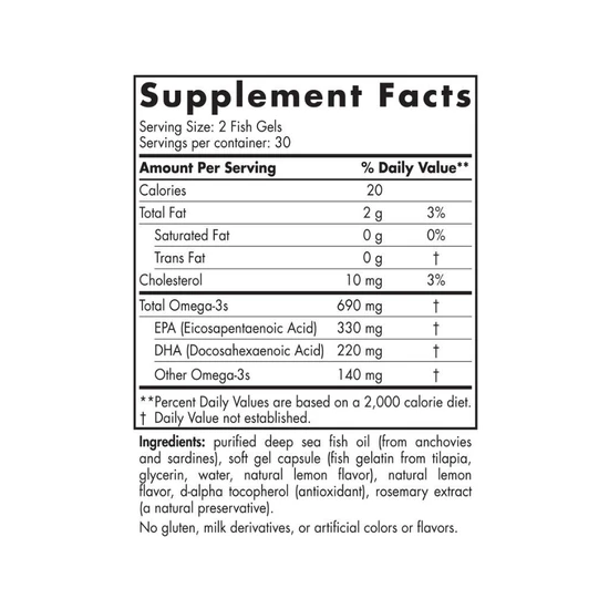 Nordic Naturals Omega-3, 690mg Lemon Softgels 60 Softgels