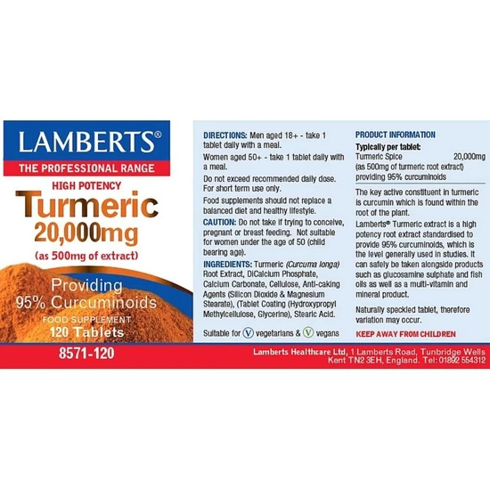 Lamberts Turmeric 20000mg Tablets 60 Tablets