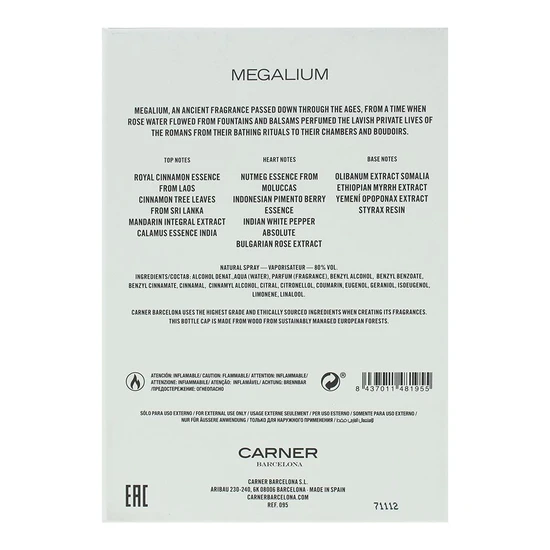 Carner Barcelona Megalium Eau De Parfum 100ml