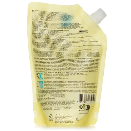 La Roche-Posay LIPIKAR Cleansing Oil AP+ 400ml - Refill