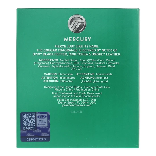 Mustang Ford Legacy Cougar Eau De Toilette 100ml