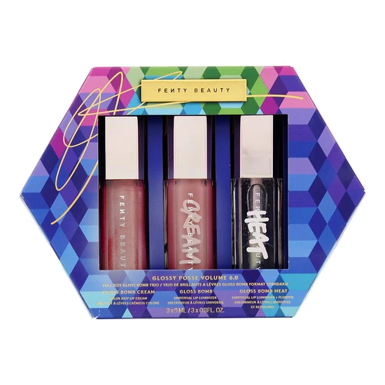 Fenty Beauty Glossy Posse Volume 6.0 Trio Gloss Bomb Cream + Gloss Bomb + Gloss Bomb Heat