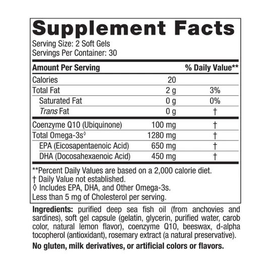 Nordic Naturals Ultimate Omega + CoQ10 1280mg Lemon 60 Softgels