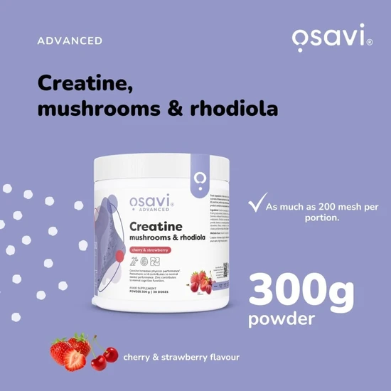 Osavi Creatine Mushrooms & Rhodiola Cherry & Strawberry 300g